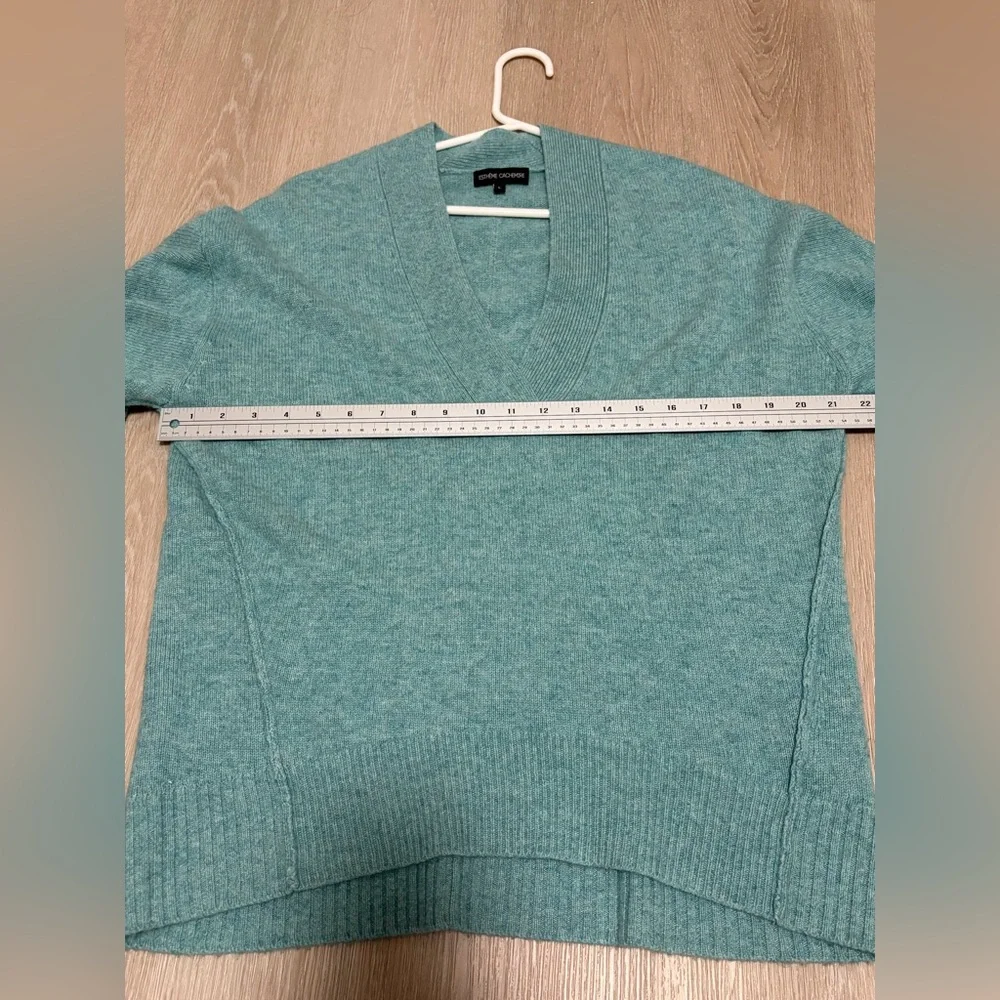 V-Neck Relaxed Sweater in Seafoam Green - Picture 9 of 9